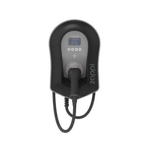 myenergi Zappi V2.1 EV charger with tethered cable and LCD display