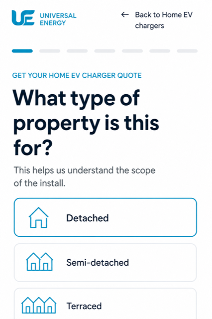 Property type question in the Universal Energy quote wizard