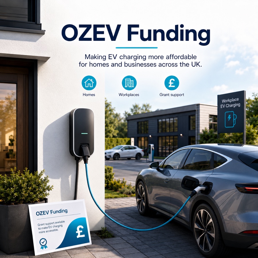 OZEV Funding — making EV charging more affordable for homes and businesses across the UK, with grant support